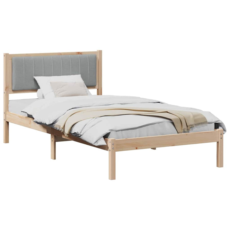 Bedframe met Gevoerd Hoofdgedeelte Lichtgrijs 100 x 200 cm Stof