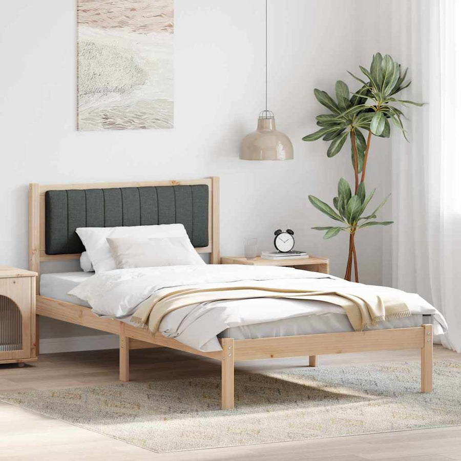 Bedframe met Gevoerd Hoofdgedeelte Donkergrijs 100 x 200 cm