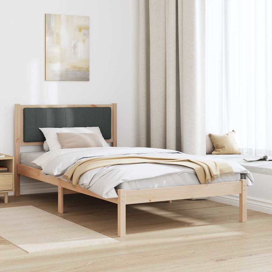 Bedframe met Gevoerd Hoofdgedeelte Donkergrijs 100 x 200 cm