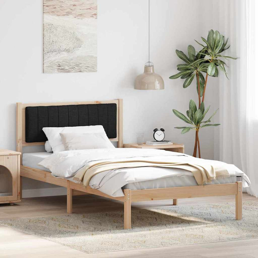 Bedframe met Gevoerd Hoofdgedeelte Zwart 100 x 200 cm Stof