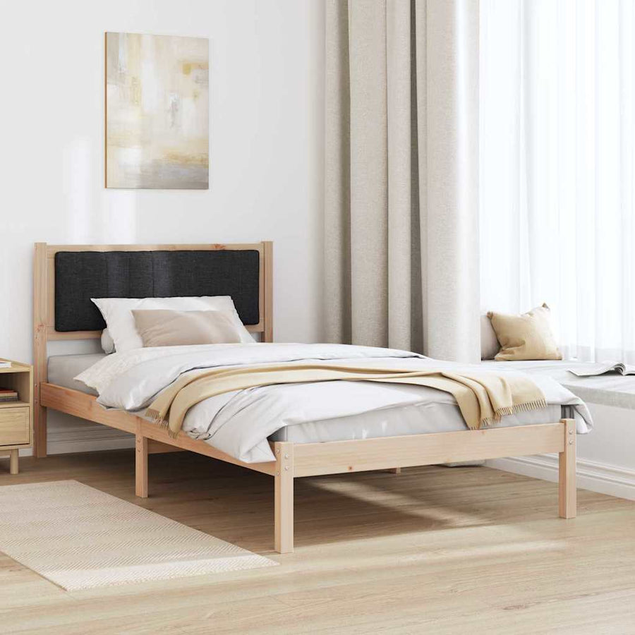 Bedframe met Gevoerd Hoofdgedeelte Zwart 100 x 200 cm Stof