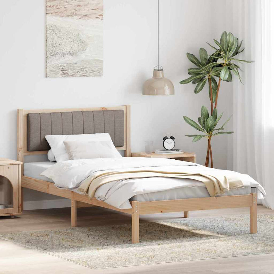 Bedframe met Gevoerd Hoofdgedeelte Taupe 100 x 200 cm Stof