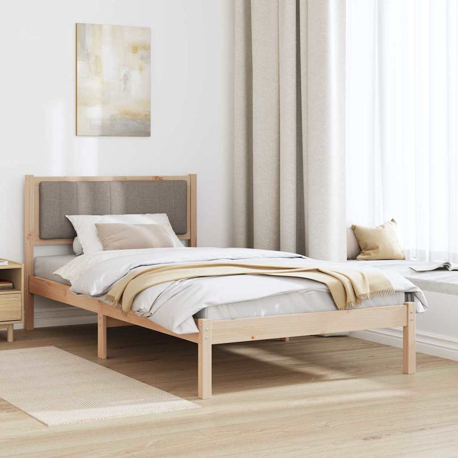Bedframe met Gevoerd Hoofdgedeelte Taupe 100 x 200 cm Stof