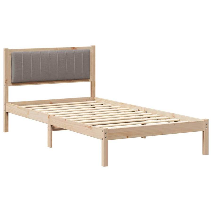 Bedframe met Gevoerd Hoofdgedeelte Taupe 100 x 200 cm Stof