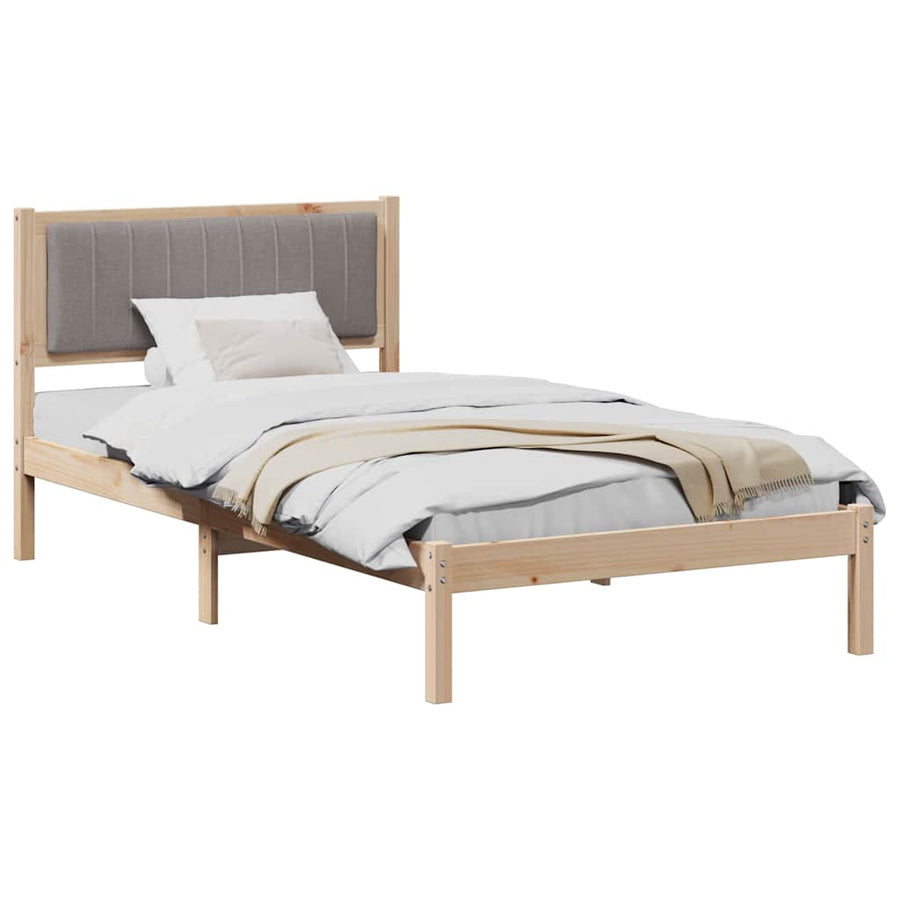 Bedframe met Gevoerd Hoofdgedeelte Taupe 100 x 200 cm Stof