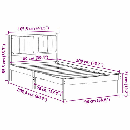 Bedframe met Gevoerd Hoofdgedeelte Taupe 100 x 200 cm Stof