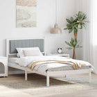 Bedframe 100x200 cm lichtgrijs massief grenenhout