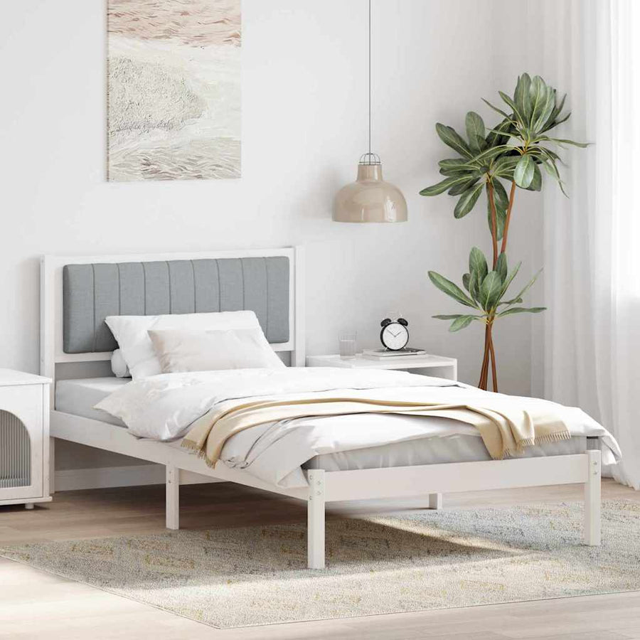 Bedframe met Gevoerd Hoofdgedeelte Lichtgrijs 100 x 200 cm Stof
