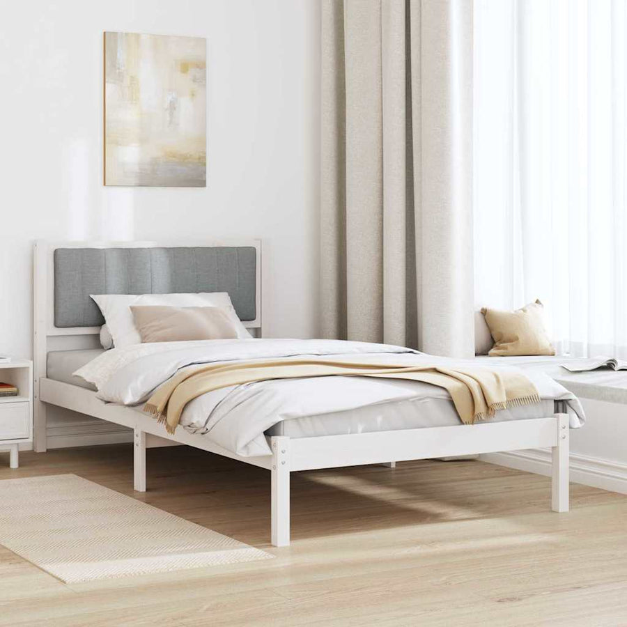 Bedframe met Gevoerd Hoofdgedeelte Lichtgrijs 100 x 200 cm Stof