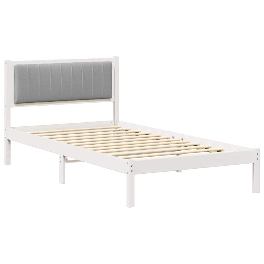 Bedframe met Gevoerd Hoofdgedeelte Lichtgrijs 100 x 200 cm Stof