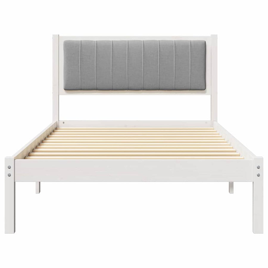 Bedframe met Gevoerd Hoofdgedeelte Lichtgrijs 100 x 200 cm Stof