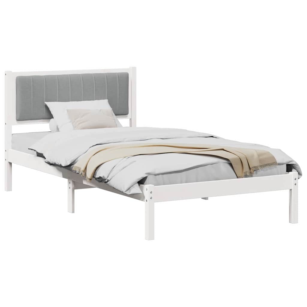 Bedframe met Gevoerd Hoofdgedeelte Lichtgrijs 100 x 200 cm Stof