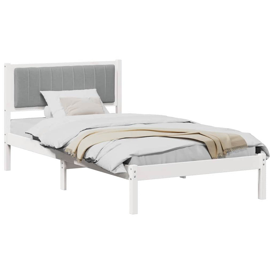 Bedframe met Gevoerd Hoofdgedeelte Lichtgrijs 100 x 200 cm Stof