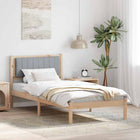 Bedframe 90x200 cm lichtgrijs massief grenenhout
