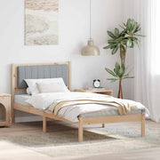 Bedframe 90x200 cm lichtgrijs massief grenenhout