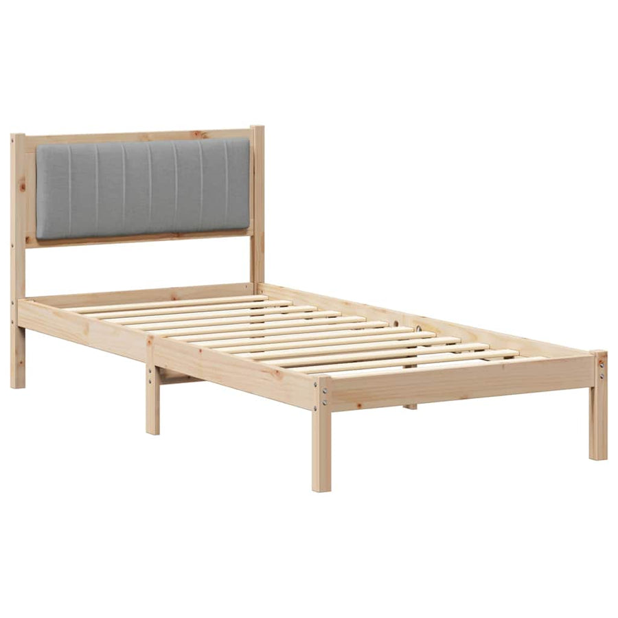 Bedframe met Gevoerd Hoofdgedeelte Lichtgrijs 90 x 200 cm Stof