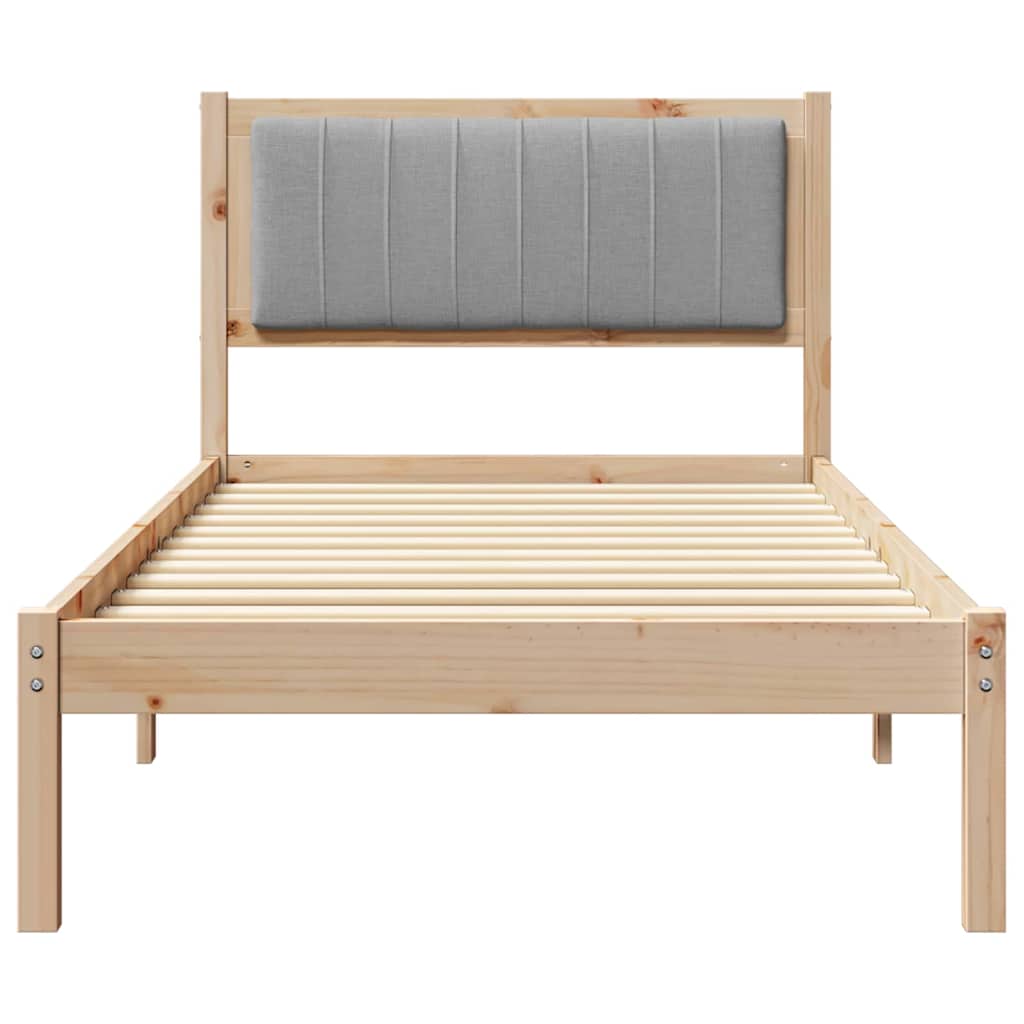 Bedframe met Gevoerd Hoofdgedeelte Lichtgrijs 90 x 200 cm Stof
