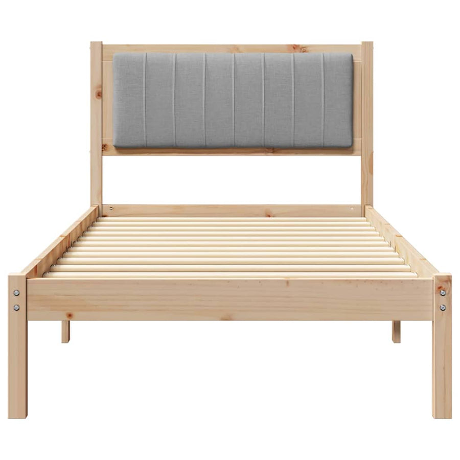 Bedframe met Gevoerd Hoofdgedeelte Lichtgrijs 90 x 200 cm Stof
