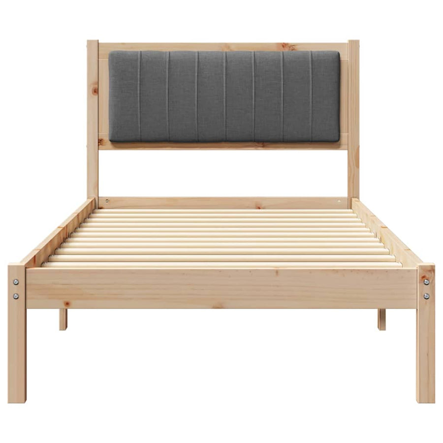 Bedframe met Gevoerd Hoofdgedeelte Donkergrijs 90 x 200 cm Stof