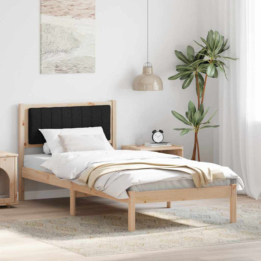 Bedframe met Gevoerd Hoofdgedeelte Zwart 90 x 200 cm Stof