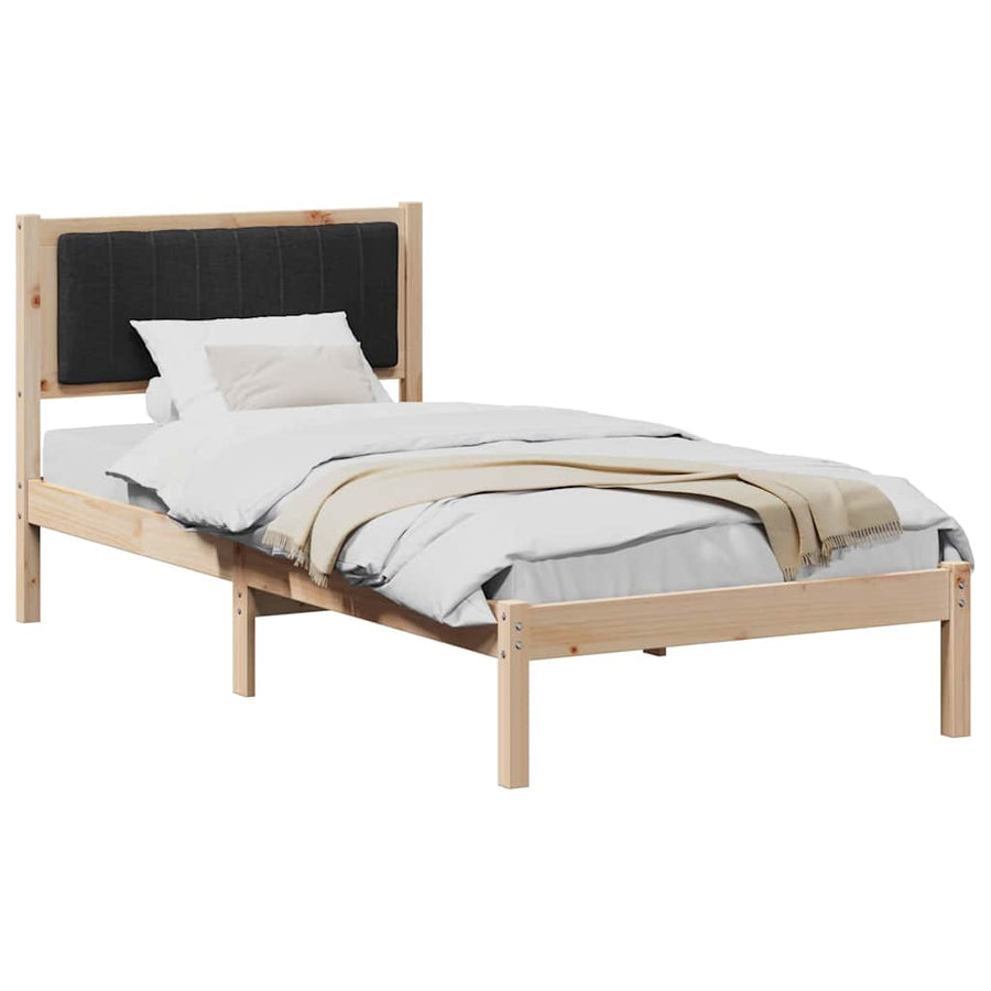 Bedframe met Gevoerd Hoofdgedeelte Zwart 90 x 200 cm Stof
