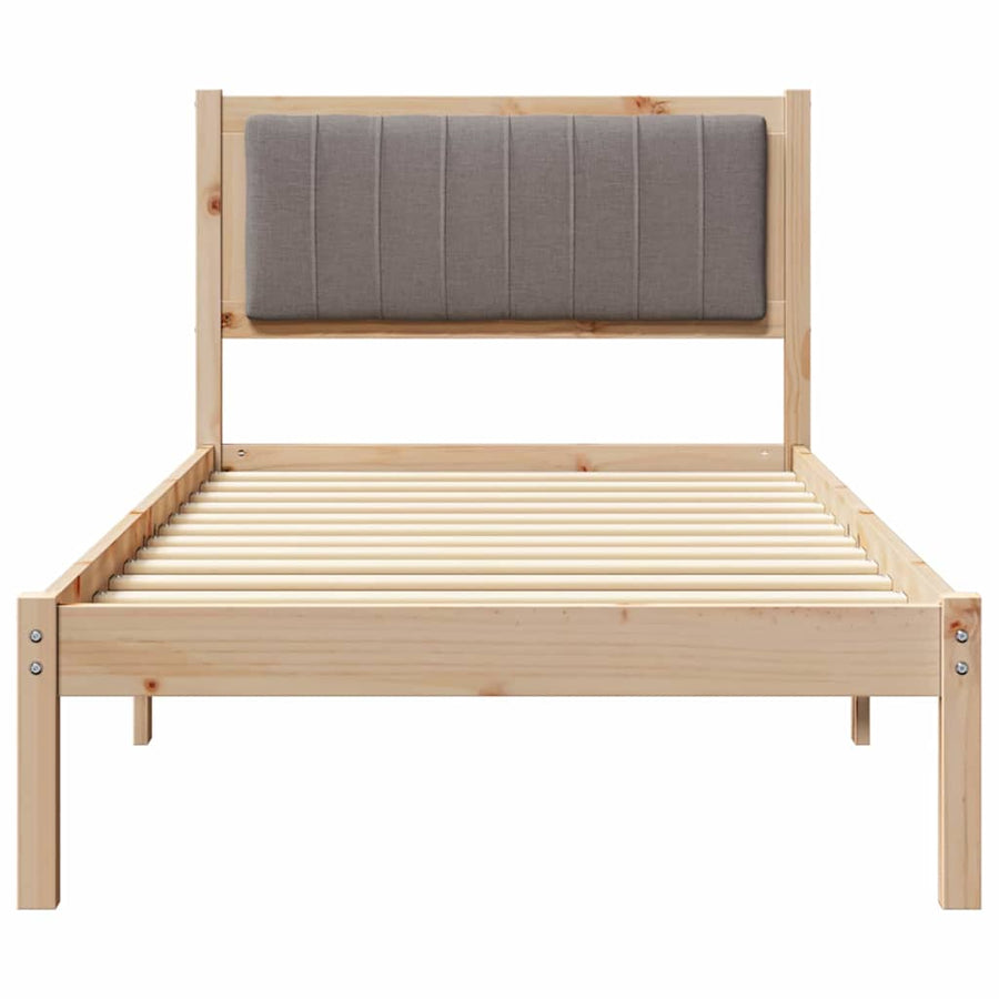 Bedframe met Gevoerd Hoofdgedeelte Taupe 90 x 200 cm Stof