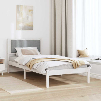 Bedframe met Gevoerd Hoofdgedeelte Lichtgrijs 90 x 200 cm Stof