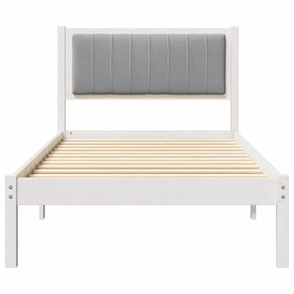 Bedframe met Gevoerd Hoofdgedeelte Lichtgrijs 90 x 200 cm Stof