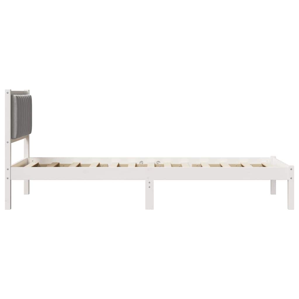 Bedframe met Gevoerd Hoofdgedeelte Lichtgrijs 90 x 200 cm Stof