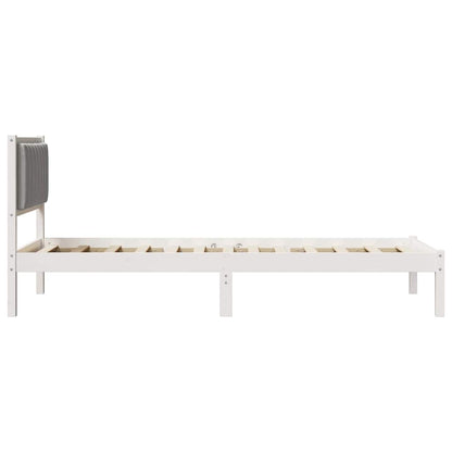 Bedframe met Gevoerd Hoofdgedeelte Lichtgrijs 90 x 200 cm Stof