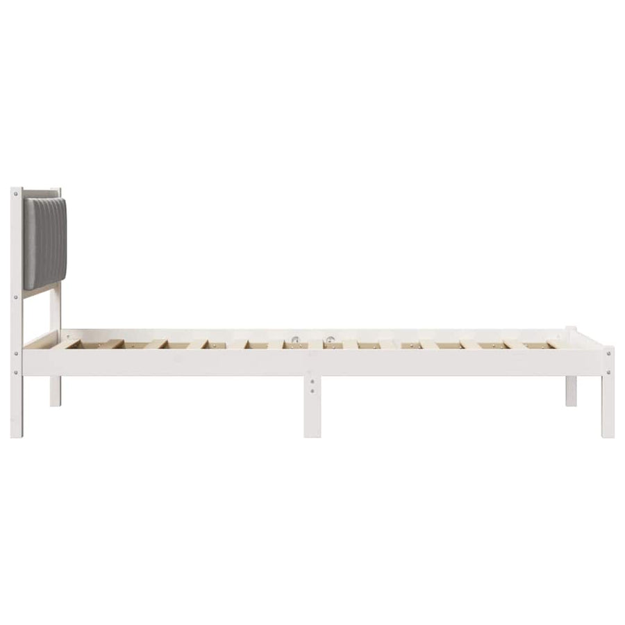 Bedframe met Gevoerd Hoofdgedeelte Lichtgrijs 90 x 200 cm Stof