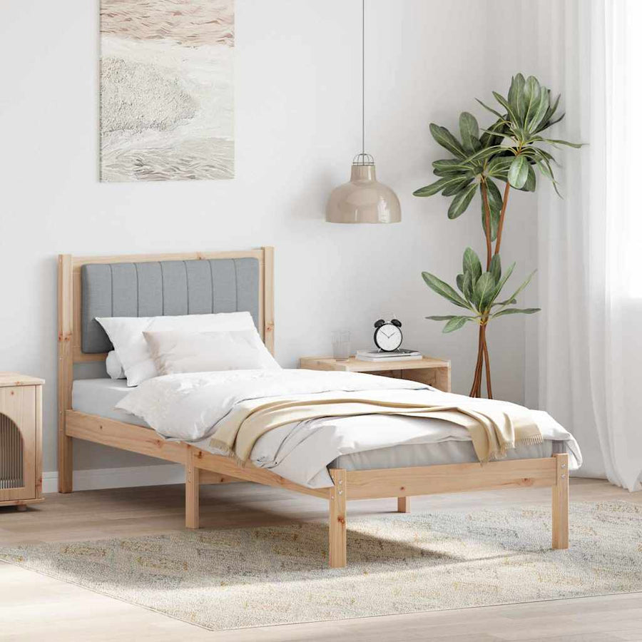 Bedframe met Gevoerd Hoofdgedeelte Lichtgrijs 80 x 200 cm Stof