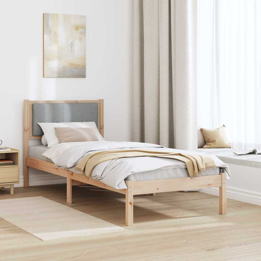 Bedframe met Gevoerd Hoofdgedeelte Lichtgrijs 80 x 200 cm Stof