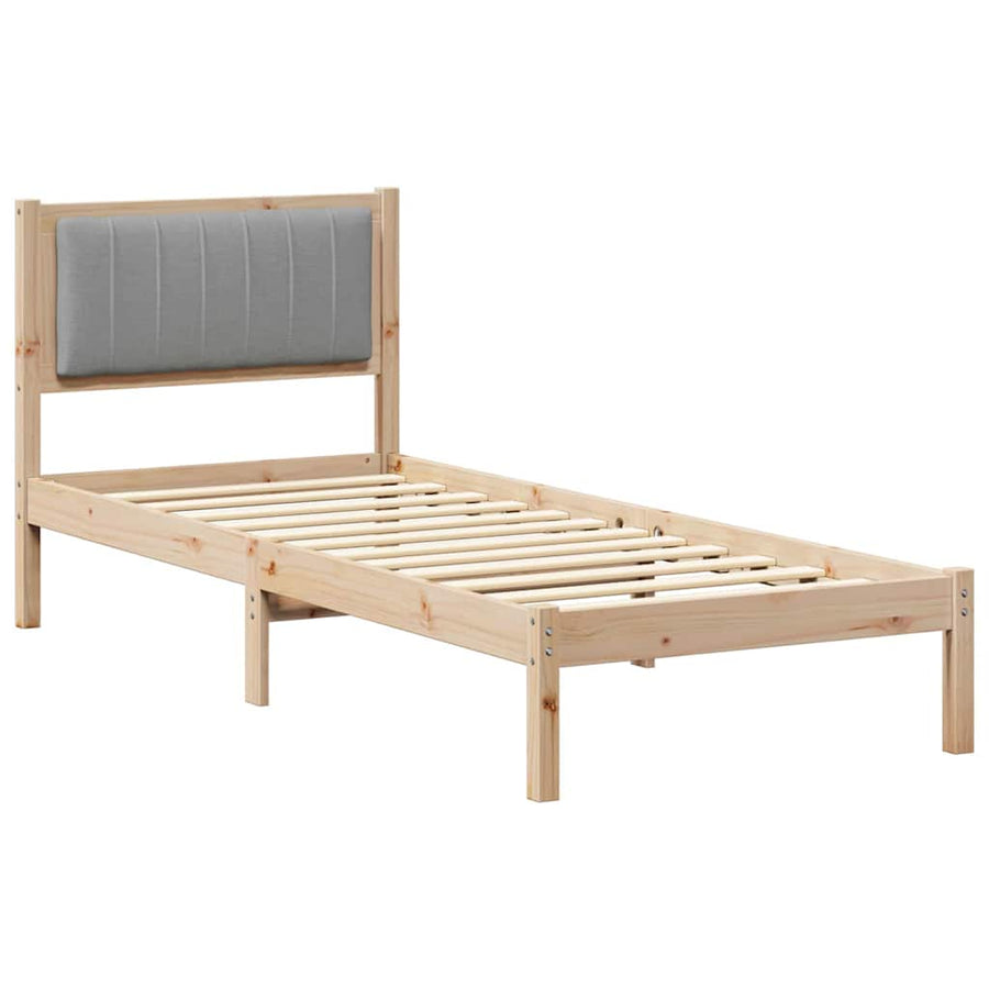 Bedframe met Gevoerd Hoofdgedeelte Lichtgrijs 80 x 200 cm Stof