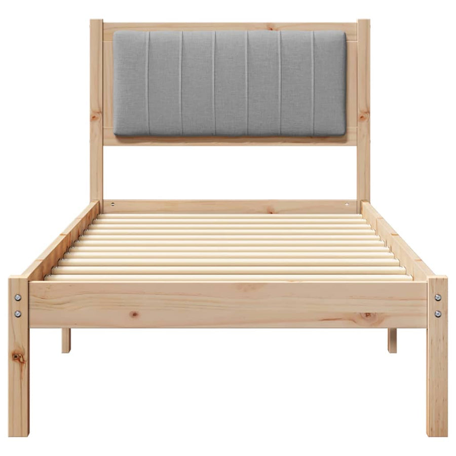 Bedframe met Gevoerd Hoofdgedeelte Lichtgrijs 80 x 200 cm Stof