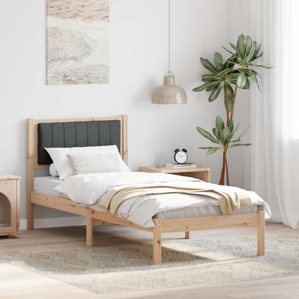 Bedframe met Gevoerd Hoofdgedeelte Donkergrijs 80 x 200 cm Stof