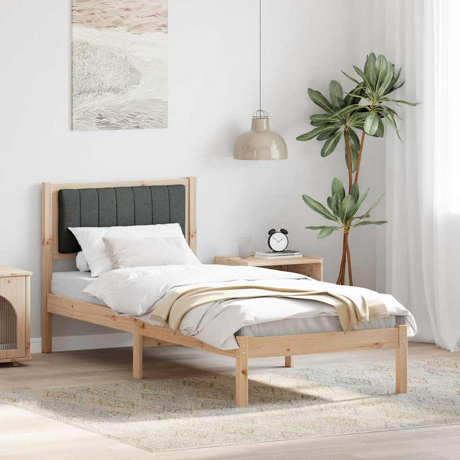 Bedframe met Gevoerd Hoofdgedeelte Donkergrijs 80 x 200 cm Stof