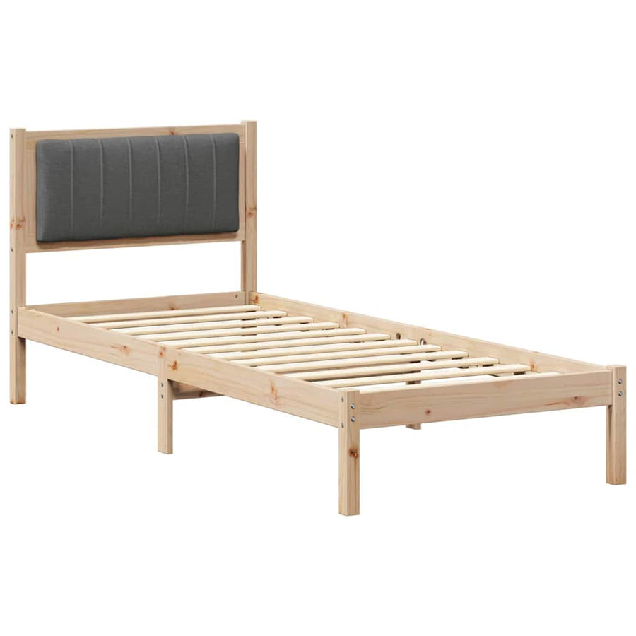 Bedframe met Gevoerd Hoofdgedeelte Donkergrijs 80 x 200 cm Stof
