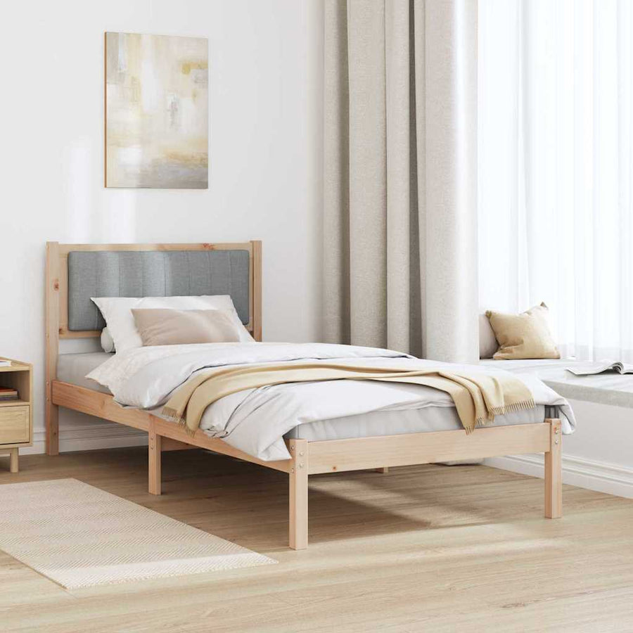 Bedframe met Gevoerd Hoofdgedeelte Lichtgrijs 90 x 190 cm Stof