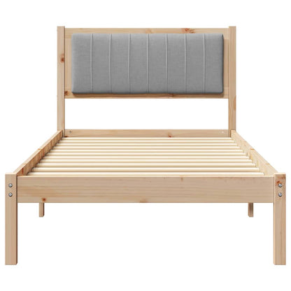 Bedframe met Gevoerd Hoofdgedeelte Lichtgrijs 90 x 190 cm Stof