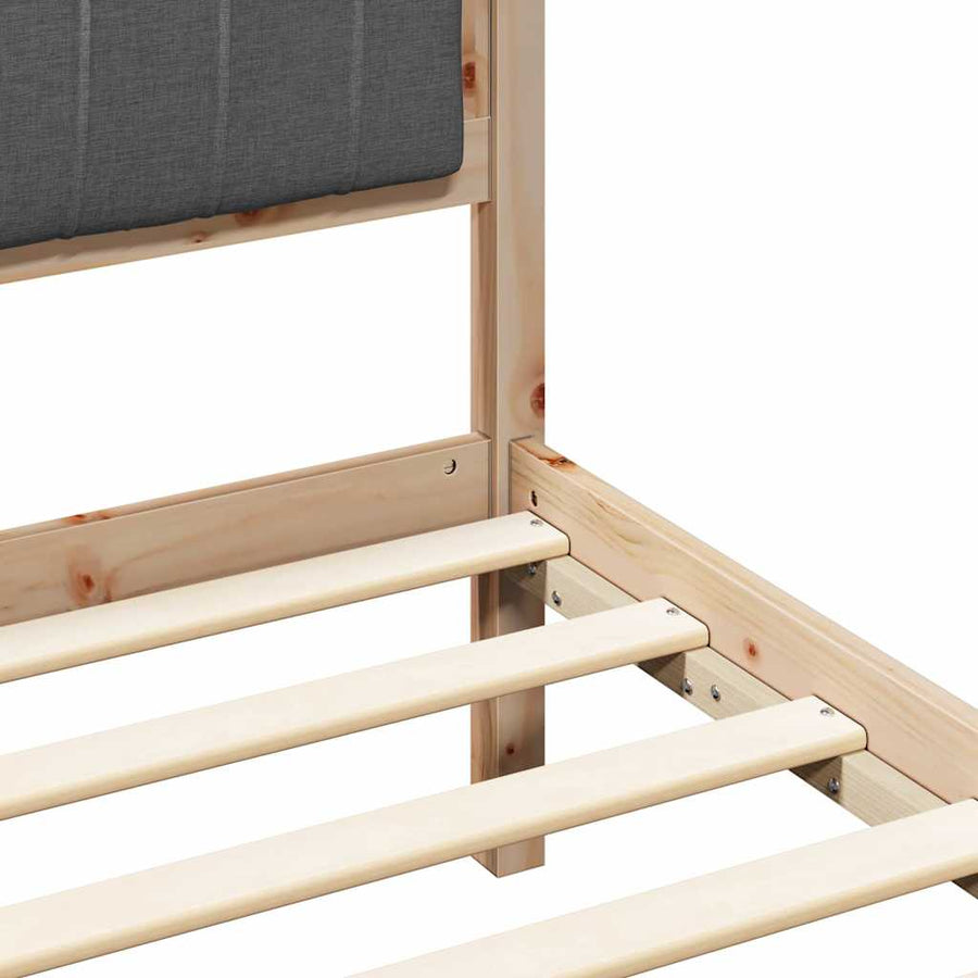 Bedframe met Gevoerd Hoofdgedeelte Donkergrijs 90 x 190 cm Stof