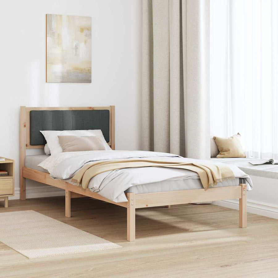 Bedframe met Gevoerd Hoofdgedeelte Donkergrijs 90 x 190 cm Stof