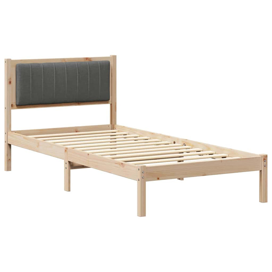 Bedframe met Gevoerd Hoofdgedeelte Donkergrijs 90 x 190 cm Stof