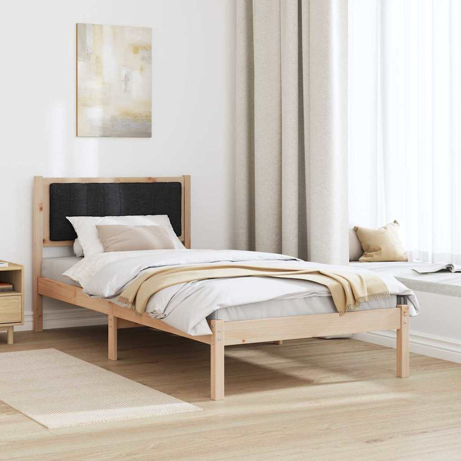 Bedframe met Gevoerd Hoofdgedeelte Zwart 90 x 190 cm Stof
