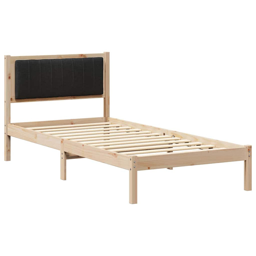 Bedframe met Gevoerd Hoofdgedeelte Zwart 90 x 190 cm Stof
