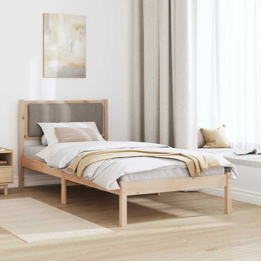 Bedframe met Gevoerd Hoofdgedeelte Taupe 90 x 190 cm Stof