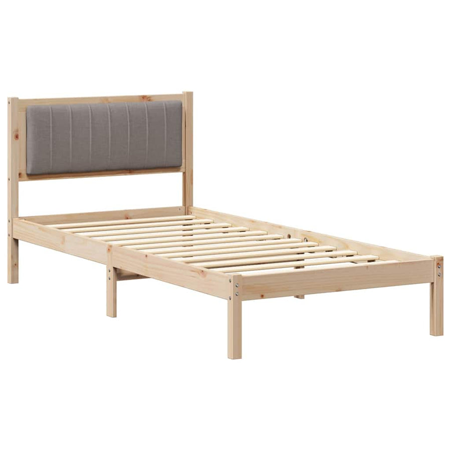 Bedframe met Gevoerd Hoofdgedeelte Taupe 90 x 190 cm Stof