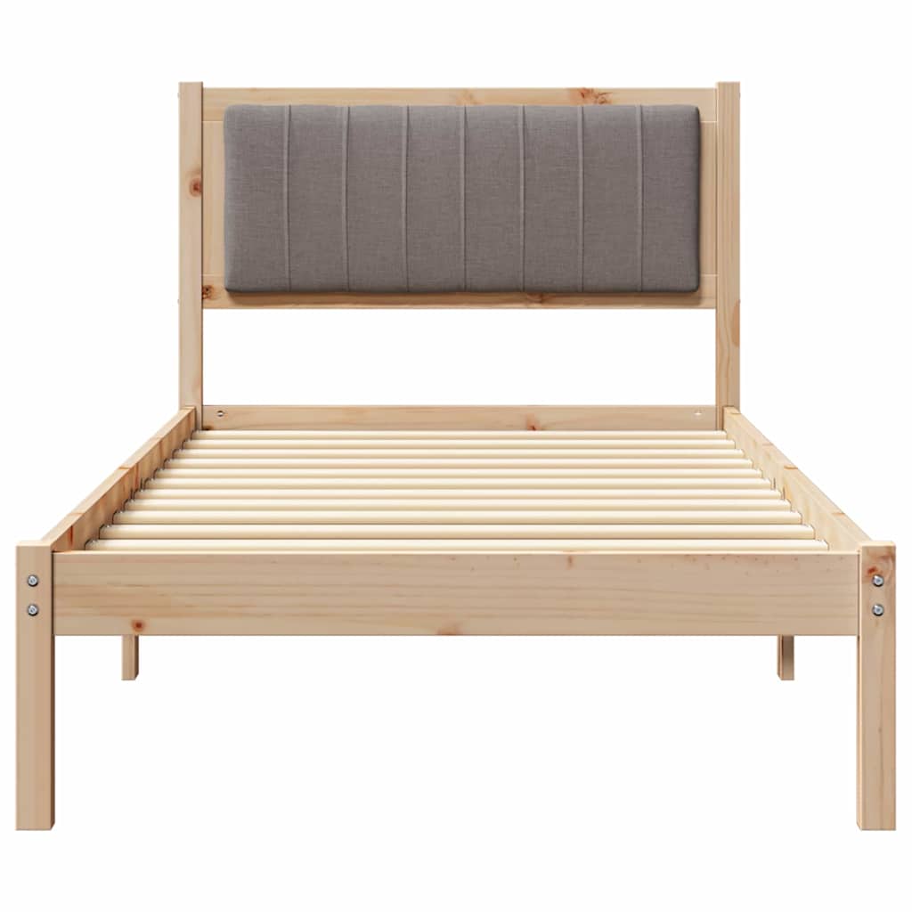 Bedframe met Gevoerd Hoofdgedeelte Taupe 90 x 190 cm Stof