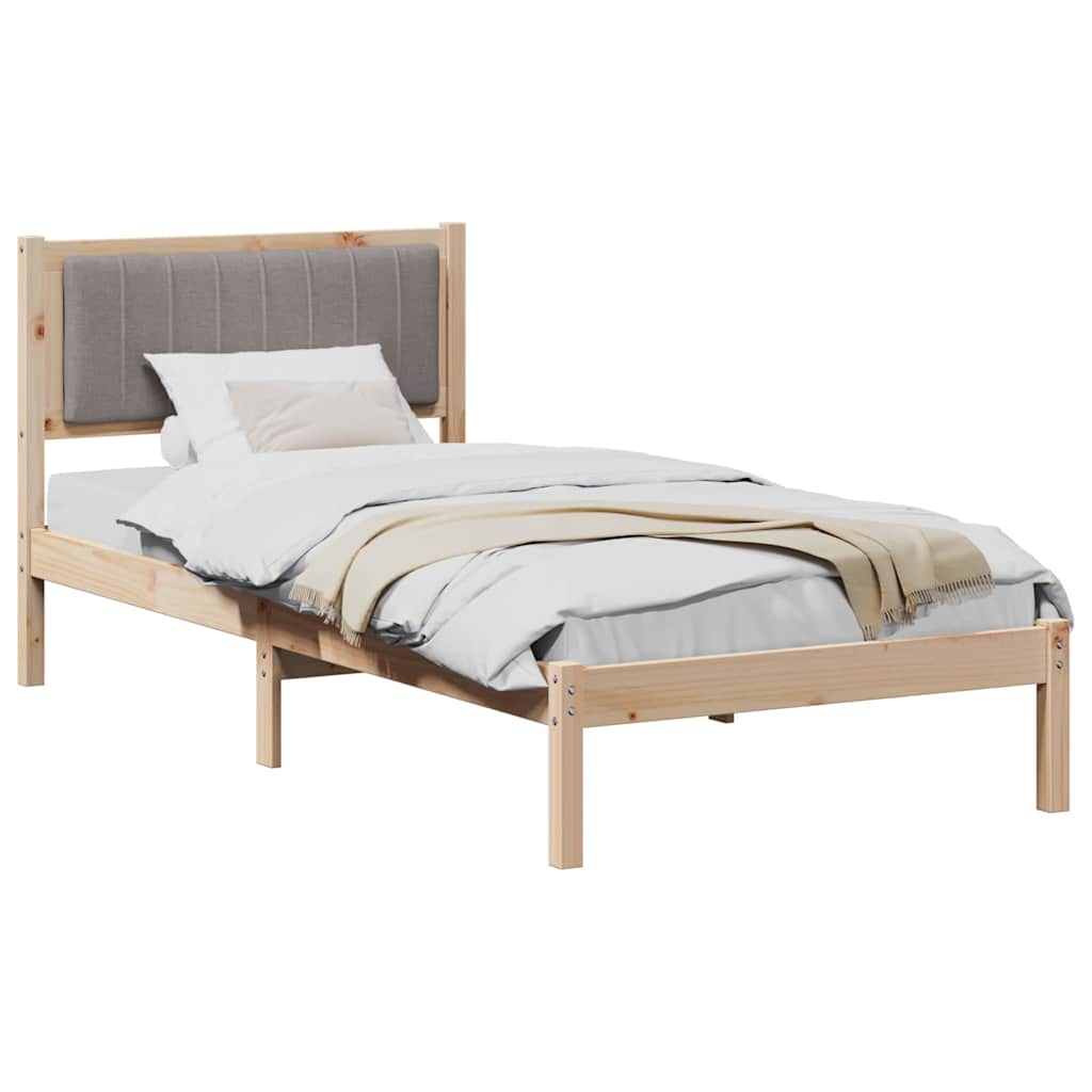 Bedframe met Gevoerd Hoofdgedeelte Taupe 90 x 190 cm Stof