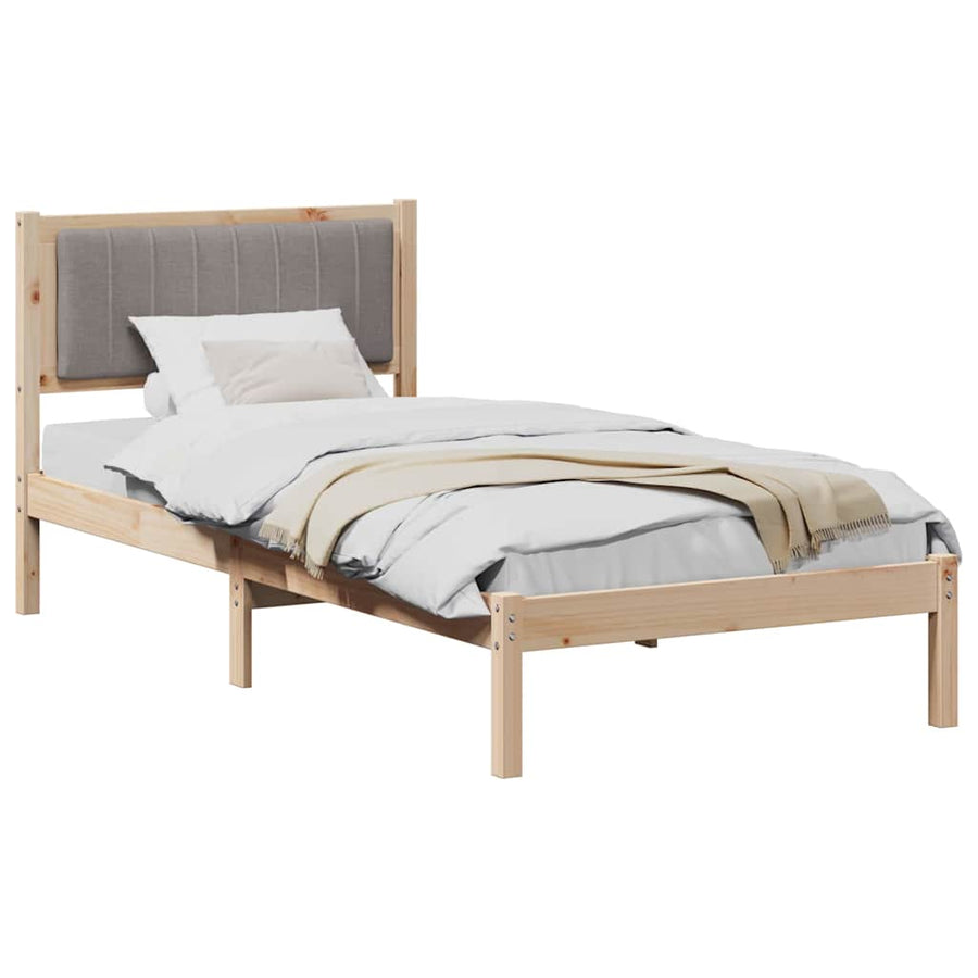Bedframe met Gevoerd Hoofdgedeelte Taupe 90 x 190 cm Stof